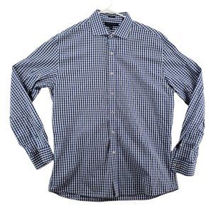 Tommy Hilfiger Shirt Men's L/S Casual Button Up Blue/White Check Lg 16.5 - 34/35